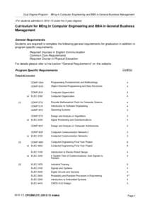 Dual Degree Program - BEng in Computer Engineering and BBA in General Business Management (For students admitted inunder the 3-year degree) Curriculum for BEng in Computer Engineering and BBA in General Business