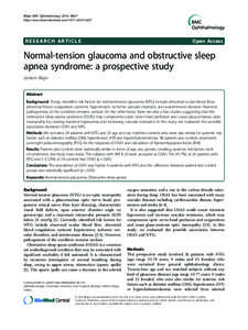 Biology / Ophthalmology / Blindness / Glaucoma / Obstructive sleep apnea / Sleep apnea / Sleep / Snoring / Polysomnography / Medicine / Sleep disorders / Health