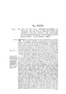 No. XLVI. An Act for t h e more effectual prevention of Vagrancy and for t h e p u n i s h m e n t of idle and disorderly Persons Rogues and Vagabonds and incorrigible R o g u e s in t h e Colony of N e w South 