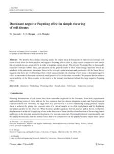 J Eng Math DOIs10665Dominant negative Poynting effect in simple shearing of soft tissues M. Destrade · C. O. Horgan · J. G. Murphy