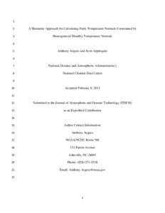 1 2 A Harmonic Approach for Calculating Daily Temperature Normals Constrained by  3