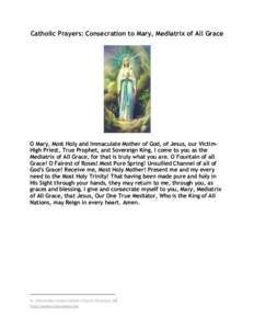 Catholic Prayers: Consecration to Mary, Mediatrix of All Grace