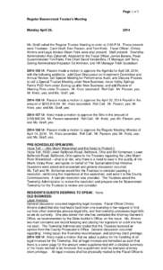 Page 1 of 5 Regular Beavercreek Trustee’s Meeting Monday April 28,  2014