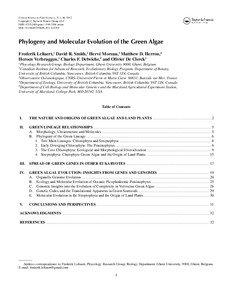 Phylogeny and Molecular Evolution of the Green Algae