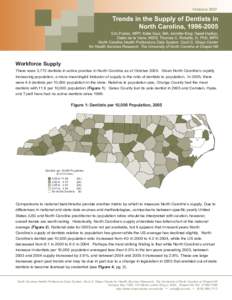 February[removed]Workforce Supply There were 3,772 dentists in active practice in North Carolina as of October[removed]Given North Carolina’s rapidly increasing population, a more meaningful indicator of supply is the rati