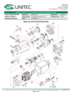 CS Unitec 22 Harbor Ave Norwalk, CT[removed]P: [removed]F[removed]PLEASE SPECIFY TOOL MODEL # WHEN ORDERING PARTS