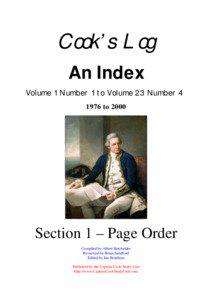 Cook’s Log An Index Volume 1 Number 1 to Volume 23 Number 4