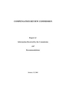 COMPENSATION REVIEW COMMISSION  Report of Information Received by the Commission and Recommendations