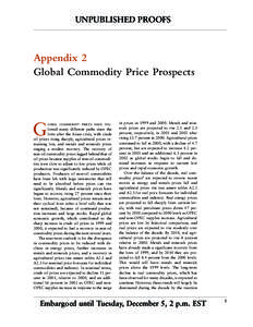 UNPUBLISHED PROOFS  Appendix 2 Global Commodity Price Prospects  G