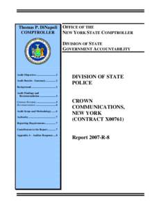 Thomas P. DiNapoli COMPTROLLER OFFICE OF THE NEW YORK STATE COMPTROLLER DIVISION OF STATE