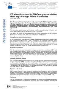 Press release  EP should consent to EU-Georgia association deal, says Foreign Affairs Committee[removed]:50]