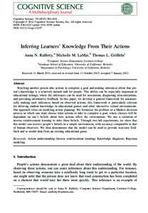 Cognitive Science–618 Copyright © 2014 Cognitive Science Society, Inc. All rights reserved. ISSN: printonline DOI: cogsInferring Learners’ Knowledge From Their Ac