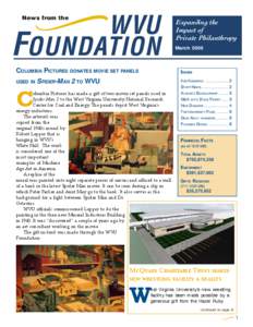 WVU FOUNDATION News from the COLUMBIA PICTURES DONATES MOVIE SET PANELS USED IN