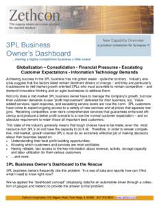 3PL Business Owner’s Dashboard New Capability Overview/ a product extension for Synapse TM