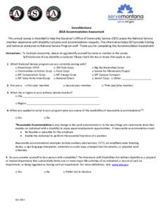 ServeMontana 2018 Accommodation Assessment