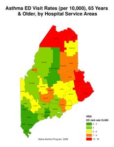 Asthma ED Visit Rates (per 10,000), 65 Years & Older, by Hospital Service Areas Caribou Fort Kent