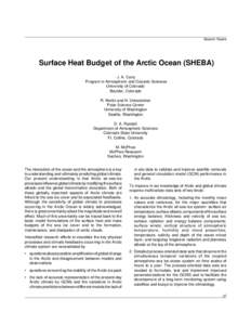 Arctic Ocean / Sea ice / Effects of global warming / Climatology / Climate / Surface Heat Budget of the Arctic Ocean / Climate of the Arctic / Global Energy and Water Cycle Experiment / Global climate model / Atmospheric sciences / Earth / Physical geography