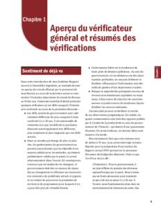 Aperçu du vérificateur général et résumés des vérifications Sentiment de déjà vu Dans cette introduction de mon huitième Rapport