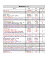 Calendário	
  2014	
  -­‐	
  FPTP PROVA DESAFIO DO AÇO PRE MUNDIAL DE IPSC – BRASILIA – DF FLORIDA OPEN – FROSTPROOF – FLORIDA – USA