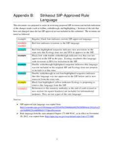 Appendix B:  Strikeout SIP-Approved Rule Language  This document was prepared to assist in reviewing proposed SIP revisions and include indication