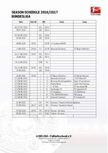 SEASON SCHEDULEBUNDESLIGA Date Kick-off