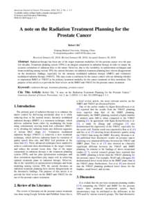 American Journal of Cancer Prevention, 2014, Vol. 2, No. 1, 1-3 Available online at http://pubs.sciepub.com/ajcp/2/1/1 © Science and Education Publishing DOI:[removed]ajcp[removed]A note on the Radiation Treatment Planni