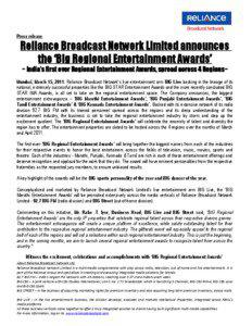 Press release  Reliance Broadcast Network Limited announces