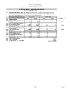 Common Data SetVersion 4 UpdatedB. ENROLLMENT AND PERSISTENCE Homewood Campus only B1