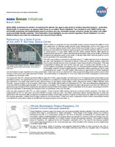 National Aeronautics and Space Administration  NASA Green Initiatives