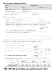 READ 180 Classroom Observation Protocol Observer: _____________________________________ School: _______________________ Observation date: ___________________________