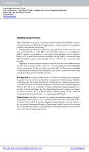 Cambridge University Press[removed]3 - Modelling Drying Processes: A Reaction Engineering Approach Xiao Dong Chen and Aditya Putranto Frontmatter More information