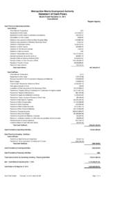 Metropolitan Manila Development Authority  Statement of Cash Flows Month Ended December 31, 2012 Consolidated Regular Agency