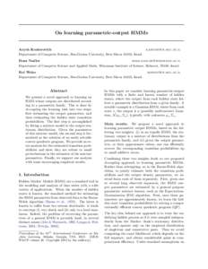 On learning parametric-output HMMs  Aryeh Kontorovich  Department of Computer Science, Ben-Gurion University, Beer Sheva 84105, Israel. Boaz Nadler