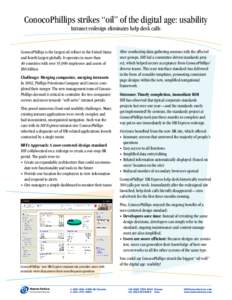 Technical communication / Usability / Intranet / ConocoPhillips / Technology / Economy of the United States / User-centered design / Conoco Inc. / Structure / Computer networks / Internet privacy / Human–computer interaction