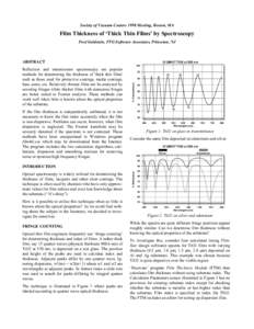 Society of Vacuum Coaters 1998 Meeting, Boston, MA  Film Thickness of ‘Thick Thin Films’ by Spectroscopy Fred Goldstein, FTG Software Associates, Princeton, NJ  ABSTRACT