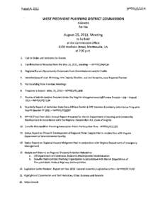 WPPDC/A[removed]August 4, 2011 WEST PIEDMONT PLANNING DISTRICT COMMISSION AGENDA