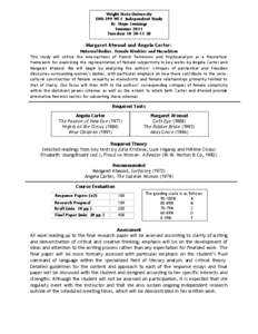 Wright State University ENG 399 WC1: Independent Study Dr. Hope Jennings Summer 2011 Tuesdays 10:30-11:30