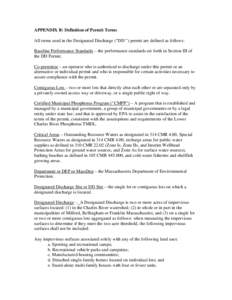 Appendix B – Definition of Permit Terms | Residual Designated Discharges in Milford, Bellingham, and Franklin, Massachusetts