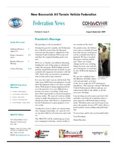 New Brunswick All Terrain Vehicle Federation  Federation News Volume 4, Issue 4  August/September 2009