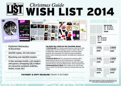 Christmas Guide  WISH LIST 2014 Advertising Rates  list.co.uk