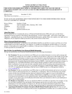 NOTICE OF PRIVACY PRACTICES Chesapeake Medical Solutions t/a Your Docs In THIS NOTICE DESCRIBES HOW MEDICAL INFORMATION ABOUT YOU MAY BE USED OR DISCLOSED AND HOW YOU CAN GET ACCESS TO THIS INFORMATION. PLEASE REVIEW IT 