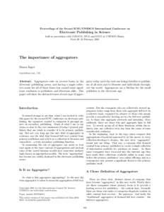 Proceedings of the Second ICSU/UNESCO International Conference on  Electronic Publishing in Science held in association with CODATA, IFLA and ICSTI at UNESCO House, Paris 20–23 February 2001