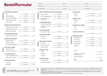 Bestellformular  IHR NAME: ______________________________________________________ EMAIL: _________________________________________________ TELEFON: ____________________________________ LIEFERADRESSE: ____________________