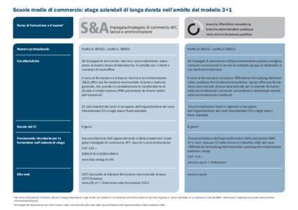 Scuole medie di commercio: stage aziendali di lunga durata nell’ambito del modello 3+1 Ramo di formazione e d’esame1 Numero professionale  Profilo B: [removed]profilo E: 68605