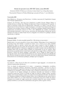 Histoire du spectacle vivant, XIXe-XXIe siècles, saisonSéminaire CHCSC (UVSQ) sous la direction de Jean-Claude Yon et Graça Dos Santos Paris, Société d’Histoire du Théâtre, Bibliothèque nationale de 