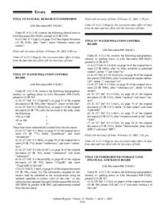 Errata TITLE 312 NATURAL RESOURCES COMMISSION LSA Document #[removed]AC) Under IC[removed], corrects the following clerical error in LSA Document #[removed]F), printed at 25 IR 1528: In 312 IAC[removed]g)(2), on page 15 of th