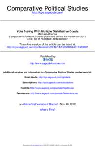 Comparative Political Studies http://cps.sagepub.com/ Vote Buying With Multiple Distributive Goods