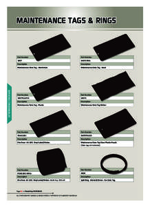 MAINTENANCE TAGS & RINGS  SERVICING CONSUMABLES Part Number