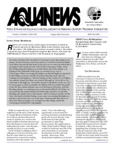 Aquanews ~ FallSustainable Aquaculture for a Secure Future  POND DYNAMICS/AQUACULTURE COLLABORATIVE RESEARCH SUPPORT PROGRAM NEWSLETTER