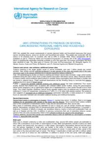 WORLD HEALTH ORGANIZATION INTERNATIONAL AGENCY FOR RESEARCH ON CANCER LYON, FRANCE PRESS RELEASE N° 196